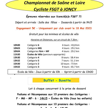 Championnat de Saône-et-Loire cycliste FSGT à Joncy