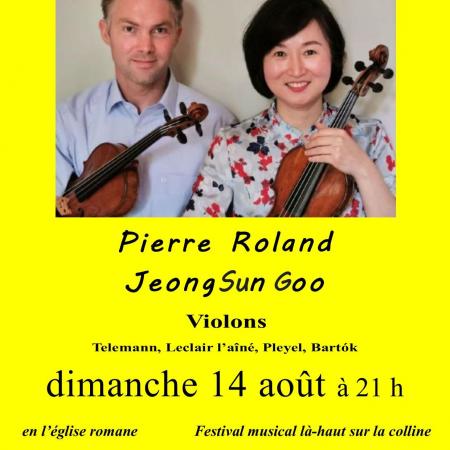 Concert avec Pierre Roland et JeongSun Goo, violons - Festival musical là-haut sur la colline