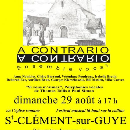 Concert du Festival musical là-haut sur la colline avec l'ensemble vocal A CONTRARIO à Saint-Clément-sur-Guye