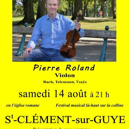 Concert du Festival musical là-haut sur la colline avec Pierre Roland, violon à Saint-Clément-sur-Guye